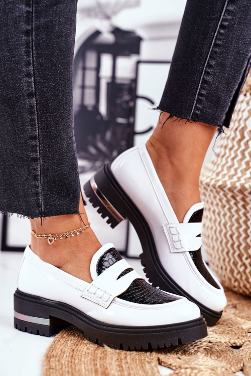 Dámské Boty Loafers Kůže Bílé Visconi 3136042