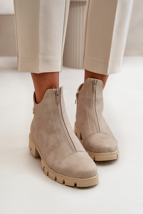 Zateplené dámské boty s odřením z eko kůže zlaté Verietta