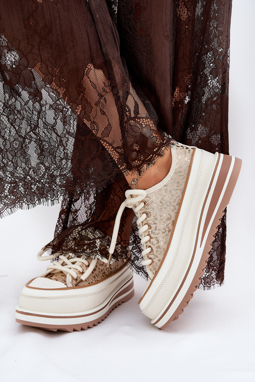 Dámské Tenisky Na Masivní Platformě S.Barski BF51-101 Béžové