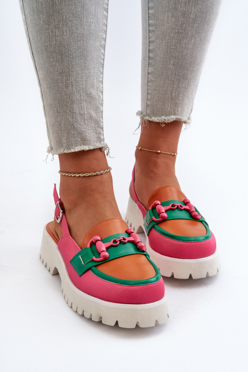 Dámske sandále na plochej podrážke s ozdobou oranžové D&A MR38-656