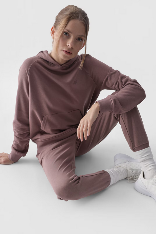 Dámska Mikina S Kapucňou Na Zips Bavlnená 4F Růžová 4FWMM00TSWSF1467-56S