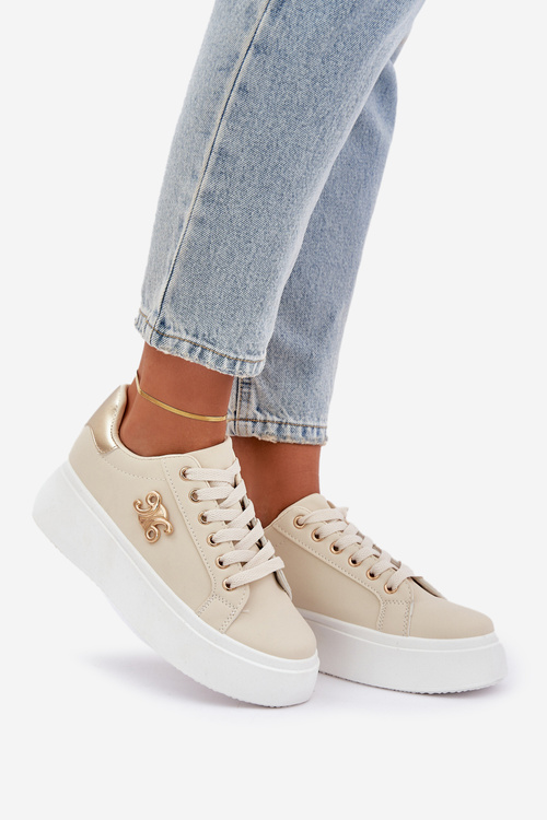 Dámské Sneakersy Na Platformě Béžovo-Zlaté Temittes