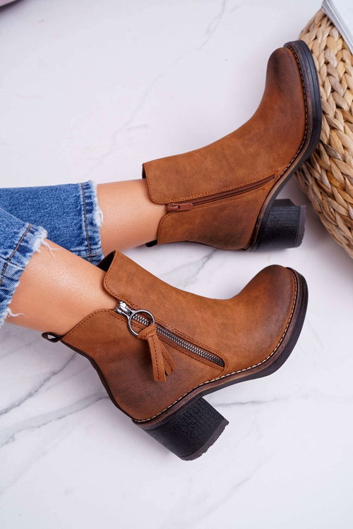 Dámské Kotníkové Boty Na Podpatku zateplené Camel Delia