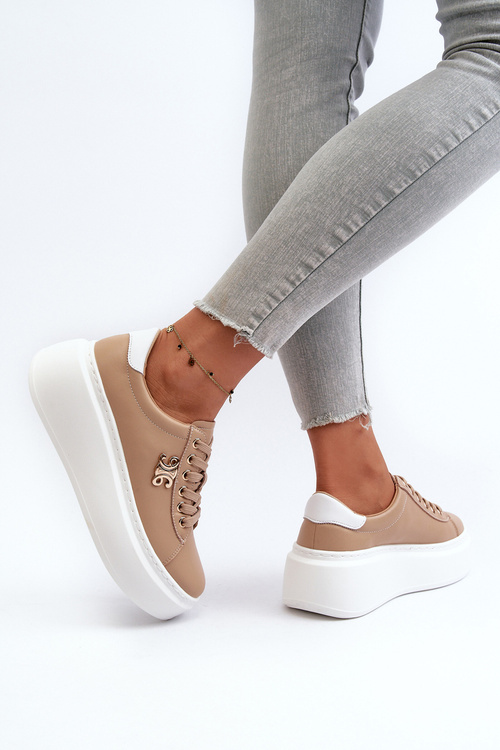 Hnedé Dámske Kožené Tenisky Na Platforme Pernalia