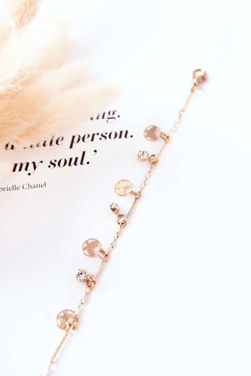 Náramok s príveskami Butterfly Zlaté kamienky