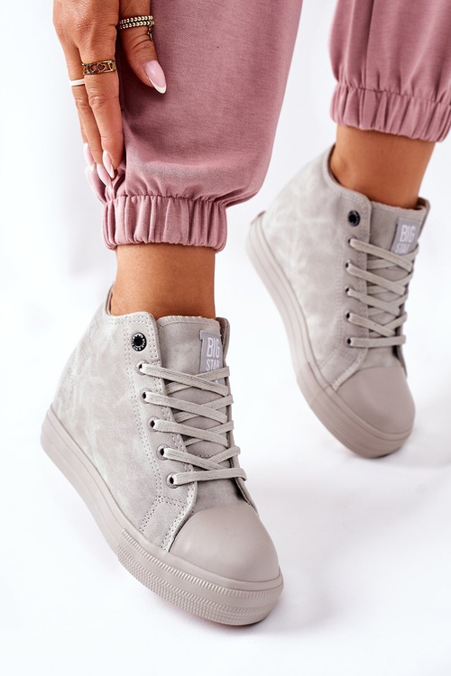 Veľká hviezda II274093 Kožené klinové tenisky sivé