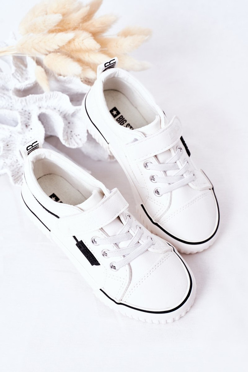 Dětské Kožené Tenisky Se Suchým Zipem BIG STAR HH374028 Bíle