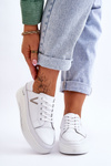 Dámská kožená sportovní obuv na platformě bílá Saul