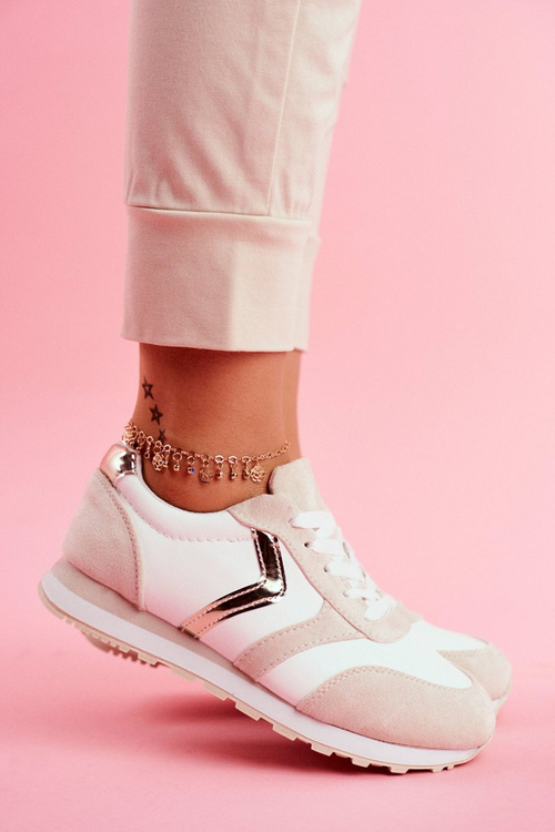 Dámska športová obuv biela béžová ruleta