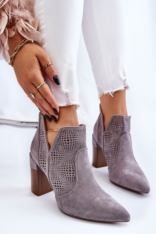 Openwork semišové vysoké podpätky Gray Leanna
