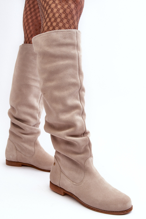 Ženské semišové koleno topánky Maciejka 05790-22 Svetelná béžová béžová