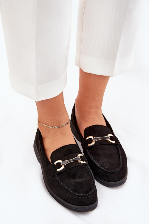 Dámske Mokasíny So Zlatým Detailom Čierne Labirae