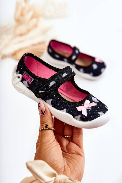 Detská balerína Papcie Befado s lukom 114x481 Navy Blue