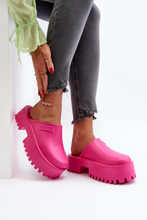 Dámske šľapky s masívnou podrážkou Big Star NN274019 Fuksia