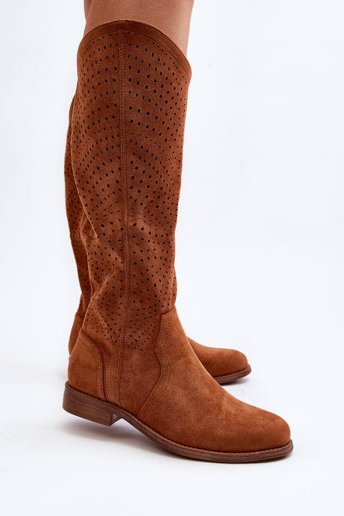 S.Barski HY66-150 Průhledné kotníkové boty na ploché podrážce Camel