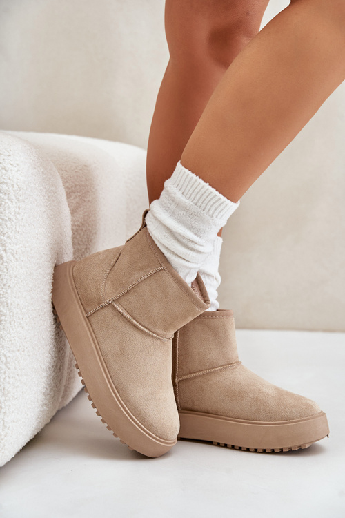 Dámske Snehule Na Platforme Z Eko Semišu Béžové Atteria