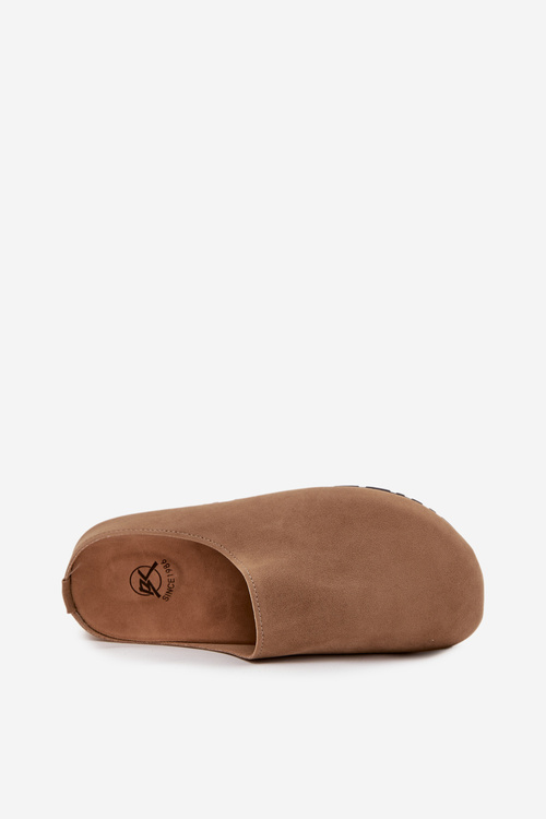 Dámske šľapky na platforme tmavé béžové Sylviane