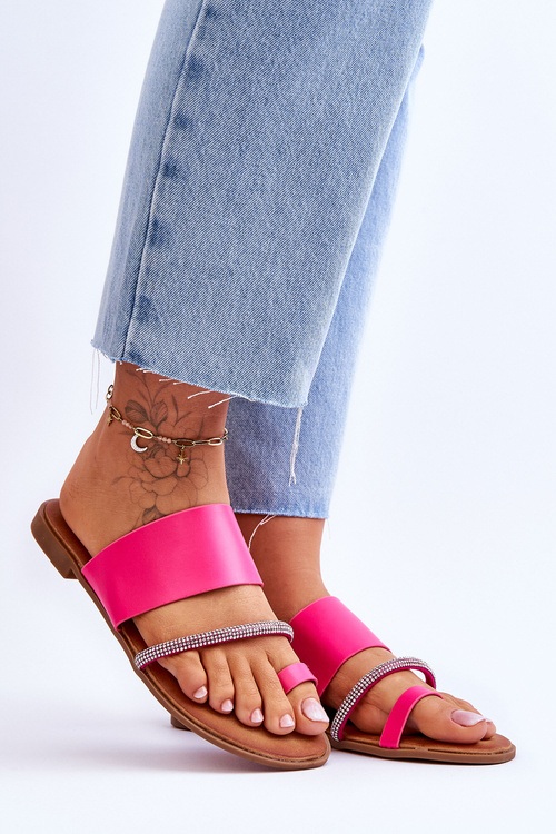Ženské flip -flops flip -flops s dekoratívnym popruhom Fuksja Sublime