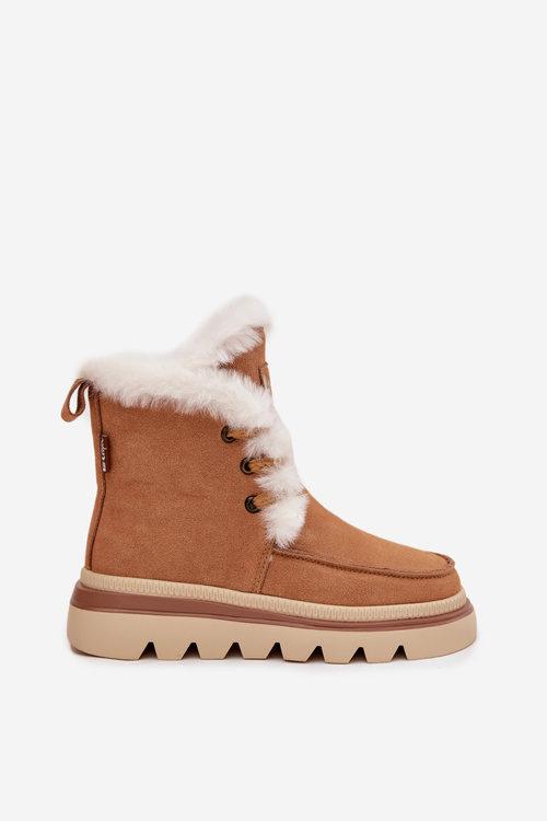 Ženské snehové topánky z prírodného semišu Lee Cooper LCJ-25-01-3738 Camel