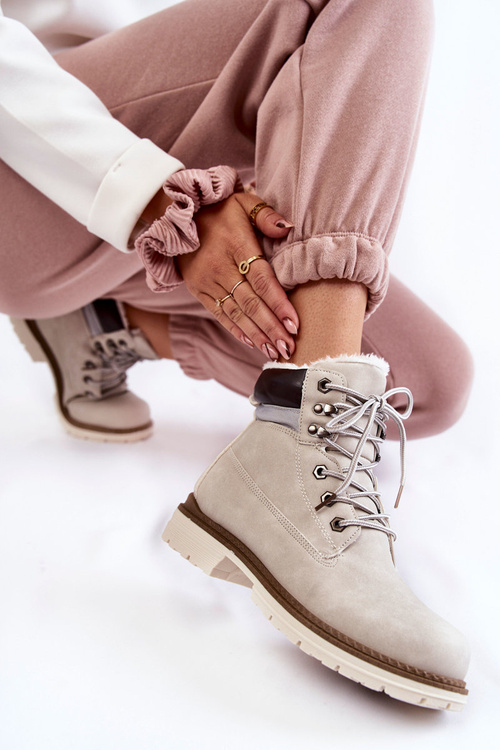 Dámské zateplené kozačky světle šedé Lonne