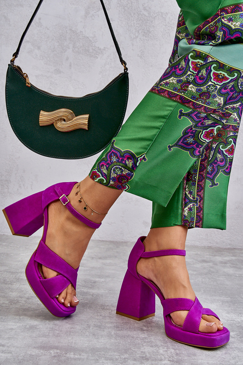 Dámske semišové vysoké podpätky Lewski Shoes 3221 Fuchsia