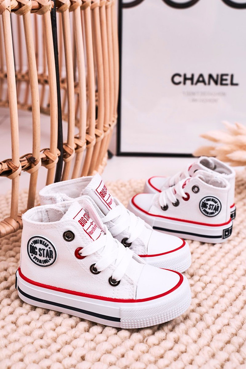 Detské vysoké tenisky s veľkou hviezdou HH374187 White Slider