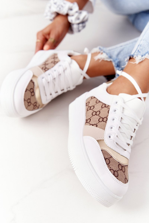 Dámská Sportovní Obuv Sneakers Na Platformě Bílé-Zlaté Allisone