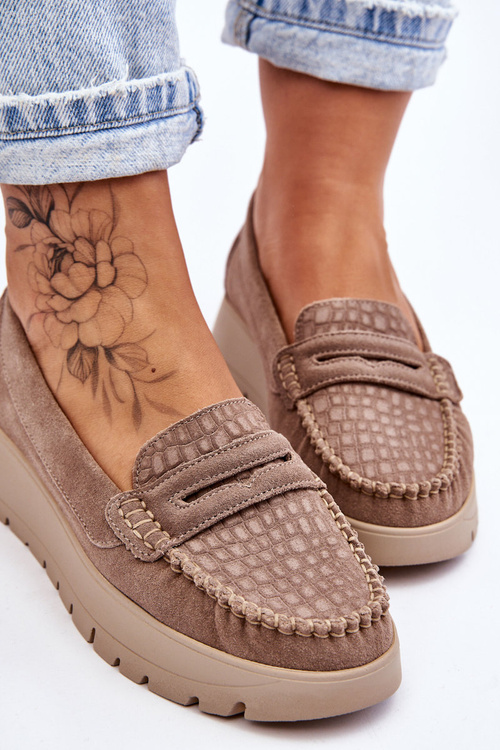 Suede Moccasins na platforme Milana Dark Beige