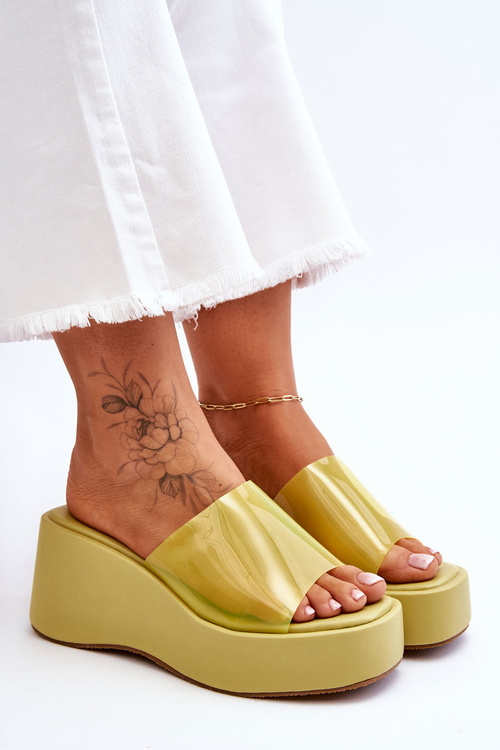 Dámské transparentní pantofle na klínku Světle zelená Eliane