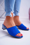 Elegantné ženské flip -flops na semišovom bloku Cornflower