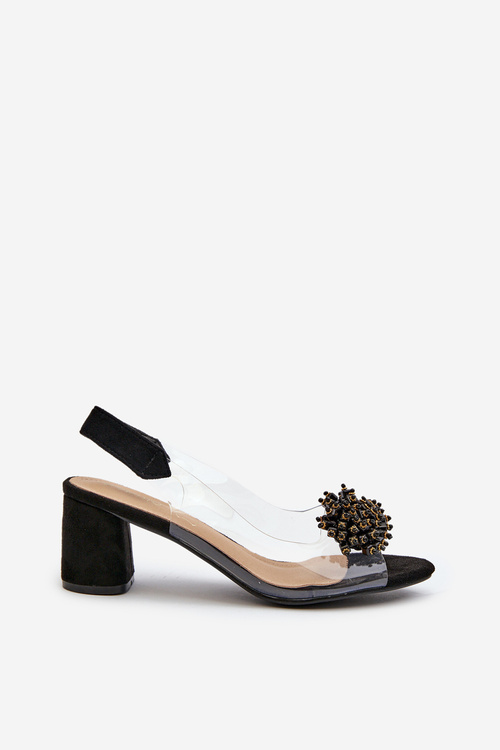 Dámské Sandály Na Podpatku S Průhlednou Špičkou Černé Aleola