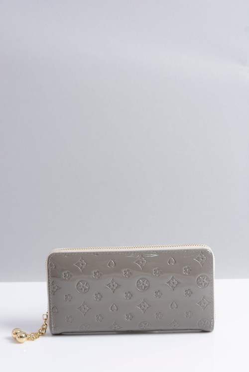 Dámska peňaženka šedá veľká lakovaná zlatý zámok