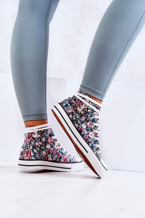 Vysoké Tenisky Se Květy Zelenými Nollie