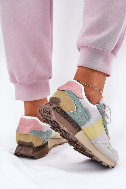 Dámské Semišové Sneakersy Big Star RR274244 HI-POLY SYSTEM Šedo-Žluté