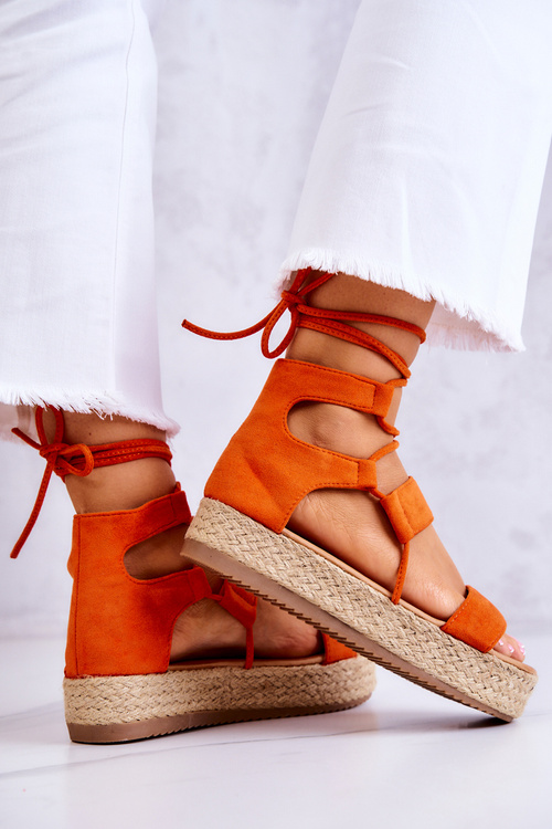 Dámske zviazané sandále na platforme Amrillo Orange
