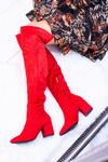 Červené ženské semišové topánky nad kolenom Feluni