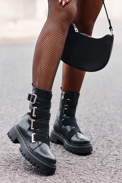 Kožené dámské boty s podšívkou Big Star OO274A256 Černé