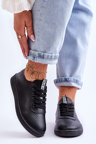 Dámska čipka na otvorené dielo -tenisky Black Carinel