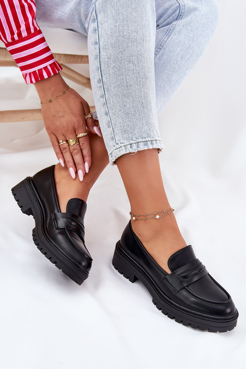 Klasické Dámské Mokasíny Z Eko Kůže Černé Enticca