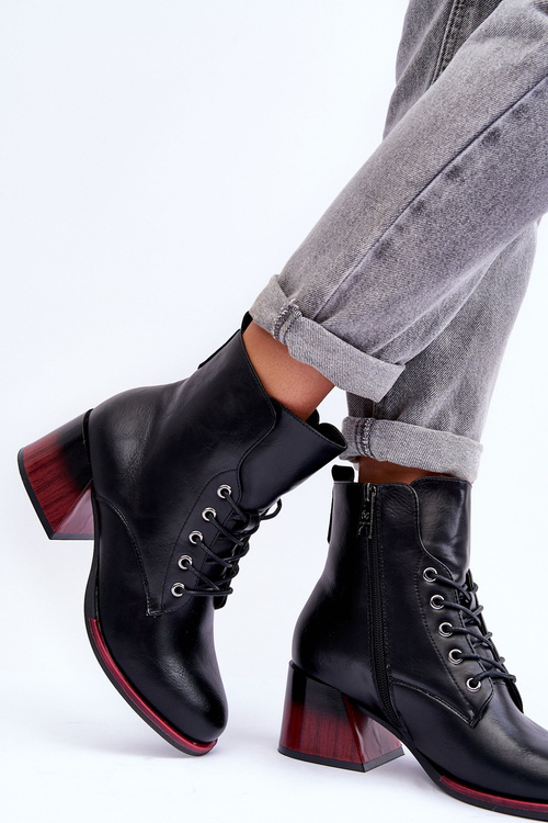 Čierne vysoké podpätky kože Luloshe