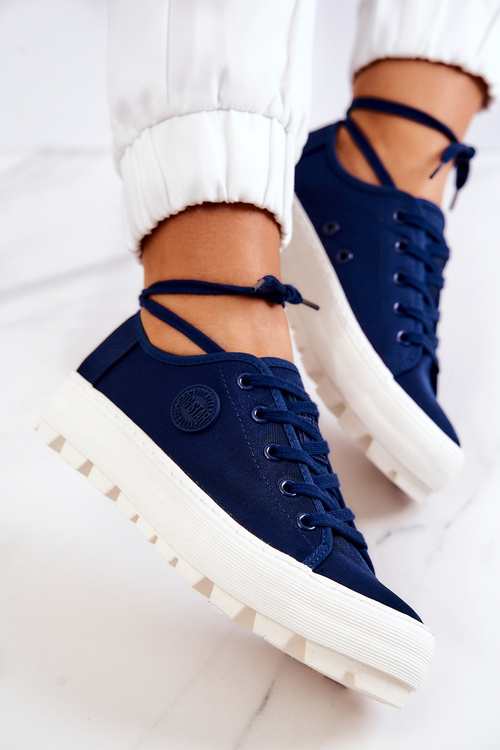 Dámske tenisky na platforme Big Star JJ274491 Navy Blue