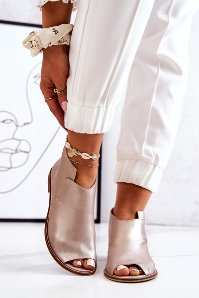 Kožené Boty Na Podpatku Laura Messi Zlate 2324