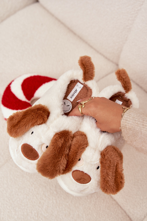 Kožešinové dámské pantofle pejskové hnědé Faylen