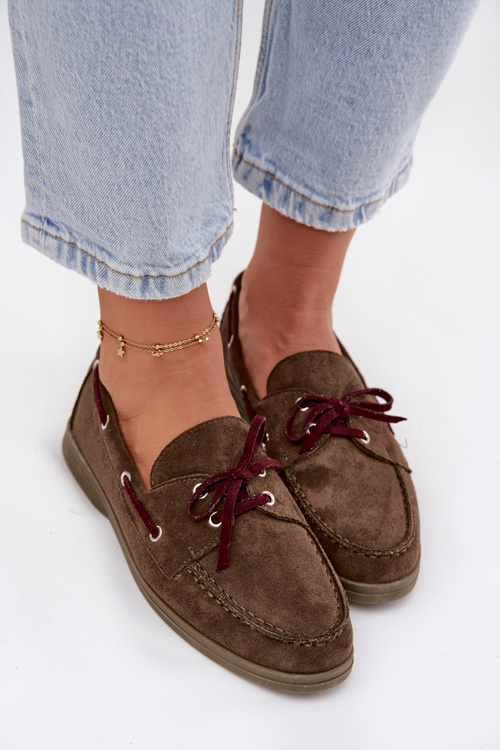 Polobotky Mokasiny Dámské S Vázáním Tmavě Zelené Calivra