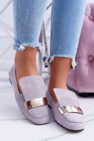 Dámske sivé mokasíny so zlatými lordmi Lu Boo Harlem