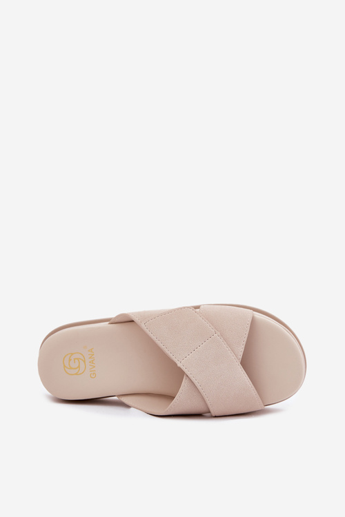 Dámske Pantofle Na Platforme S Preplietajúcimi Sa Páskami Béžové Rinasara