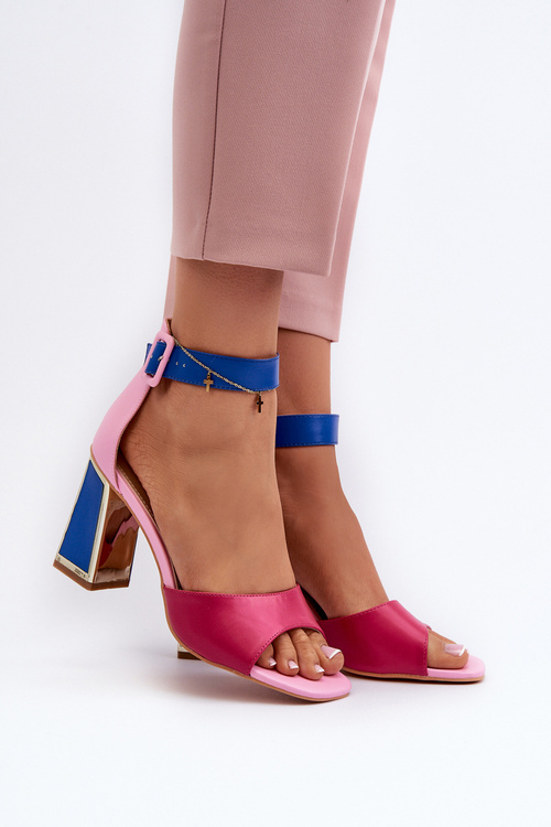 Elegantné dámske sandále na opätku ružové Rosazara