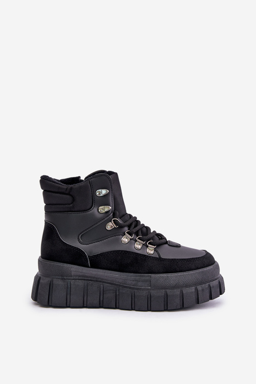 Dámske Zateplené Čižmy Na Platforme Čierne Jelenia