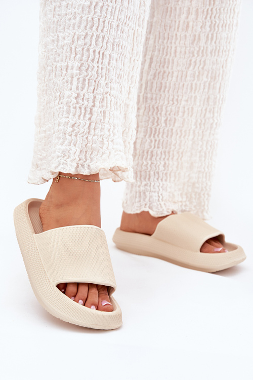 Dámské Lehká Pěnové Pantofle Na Silné Podešvi Béžové Querceria