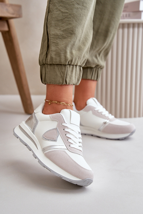 Dámské Tenisky S Leskem Bílé Velaniela